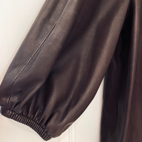 ❤️ LONGCHAMP PARIS DESIGNER LUXURY LAMB KIDSKIN LEATHER CROPPED RUCHED JACKET - Picture 10 of 14